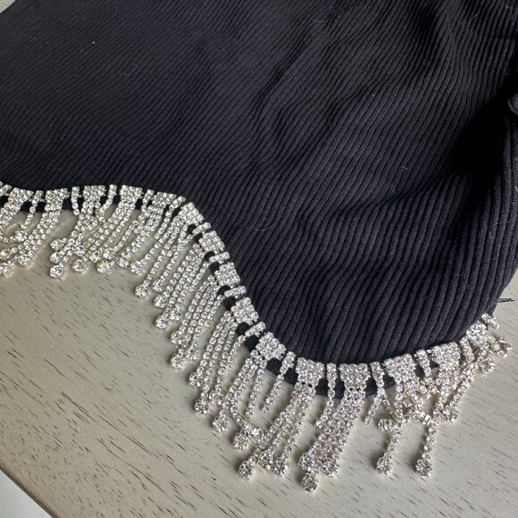 Zara Beaded Black Crop Top - Picture 3 of 4